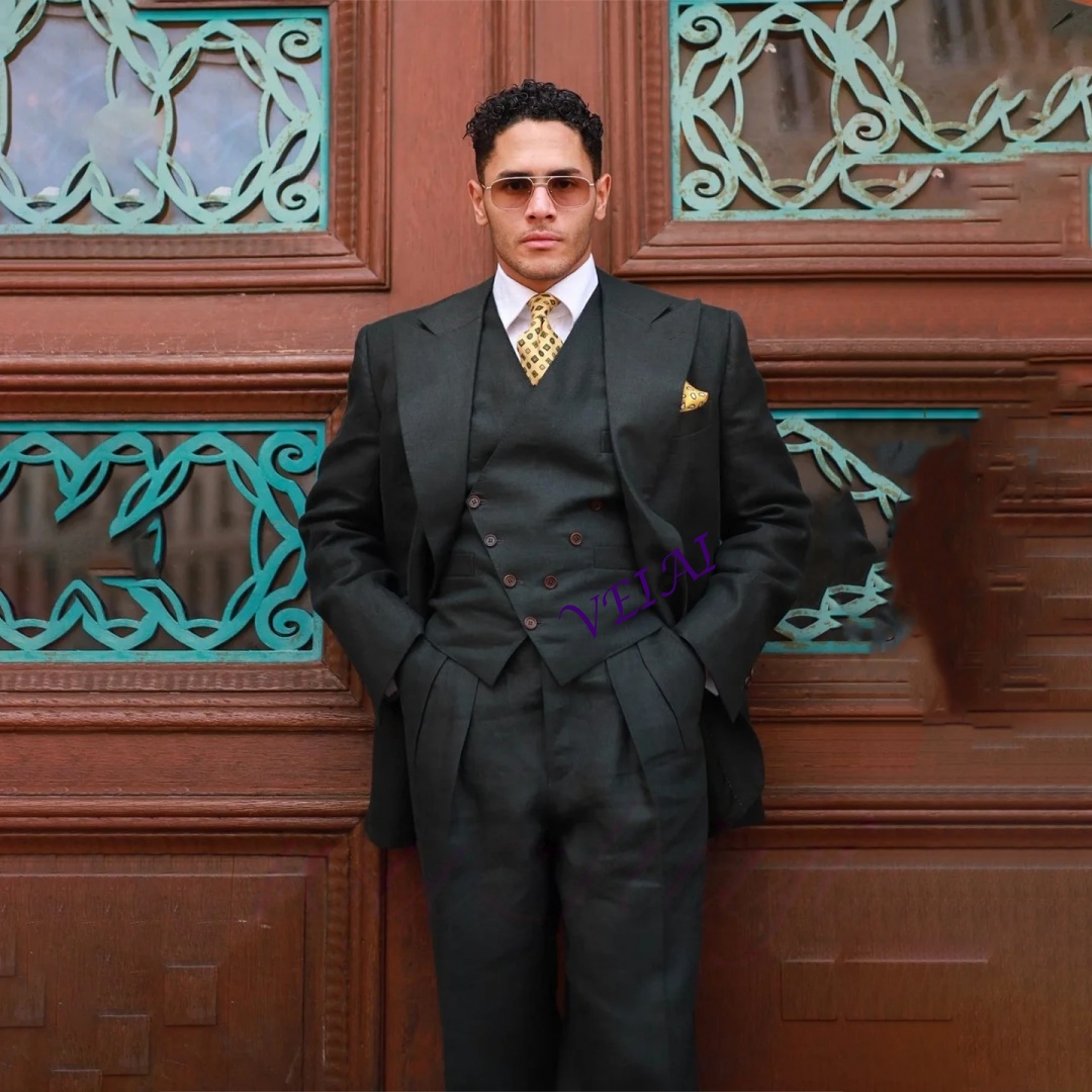 Men'S Formal Wear Waistcoat - Customized Black Slim Fit 3 Piece