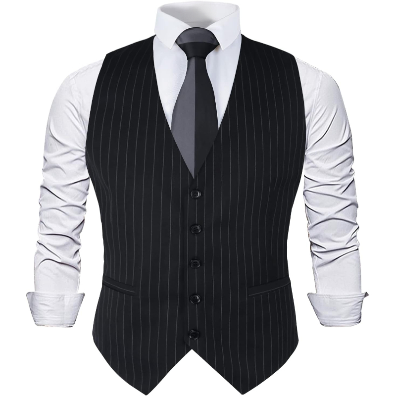 Men'S Formal Wear Waistcoat - Mens Pinstripe Business Suit Vest Formal