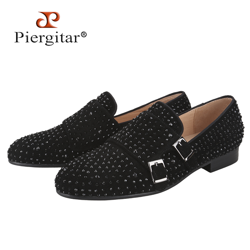Men'S Formal Wear - Piergitar New Black Suede Men Double