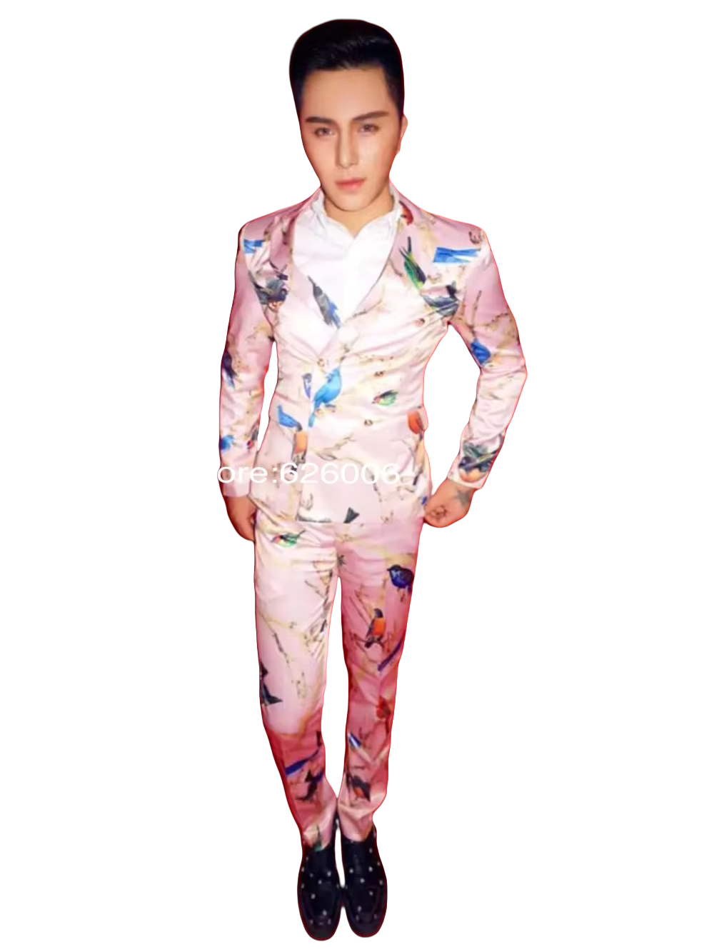 Men'S Formal Wear - Men's Fashion Flower Pink Birds Print