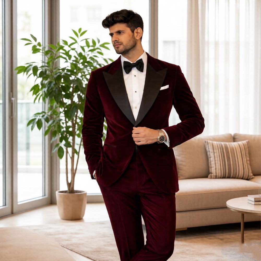 Men Formal Wear Fashion - Velvet Suits for Men Slim Fit