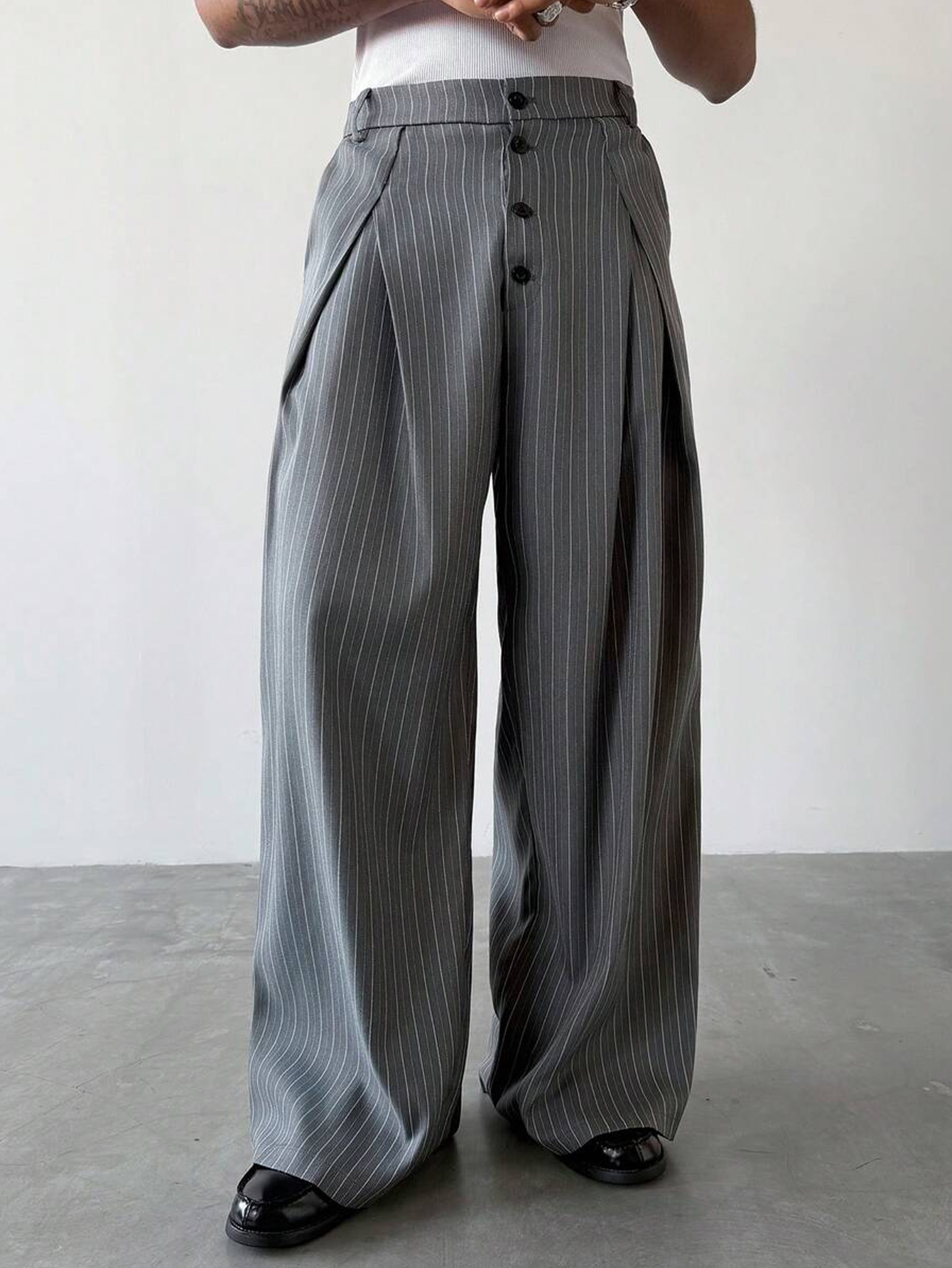 Men Formal Wear Outfits - SS2026 Men Striped Woven Wide Leg