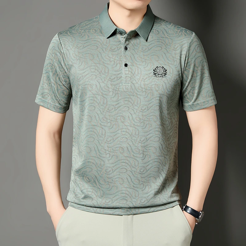 Men'S Polo Formal Wear - Mens Business Formal Printed Polo Shirt