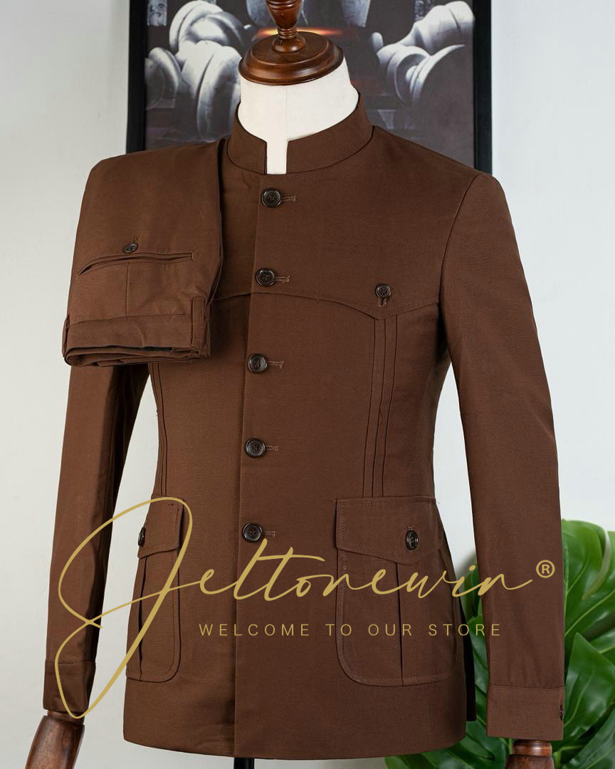 Men Formal Wear Brown - Men's Brown Two Piece Suit with