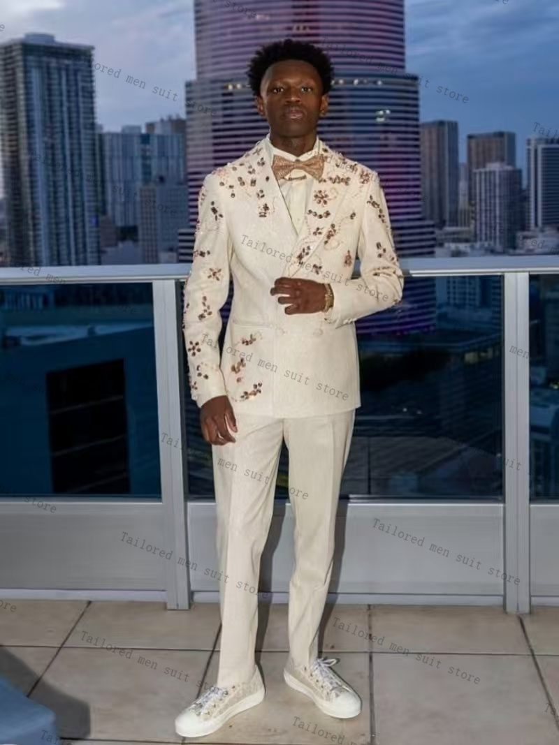 Men Formal Wear Red - Shiny White Men Suits Set 2