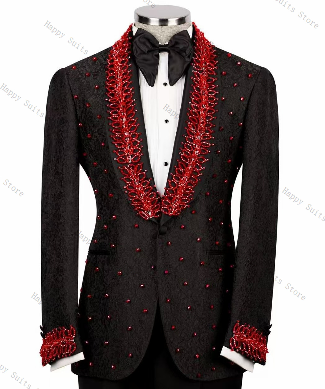Men Formal Wear Red - Red Crystals Men Suit Set 2