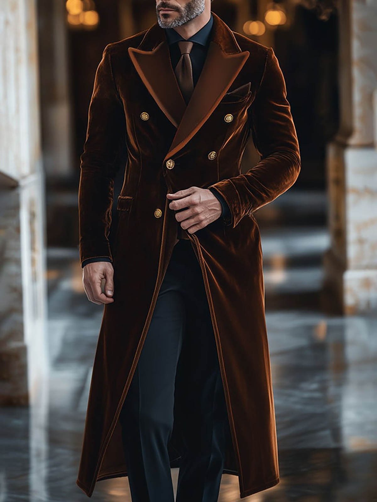 Brown Velvet Men Long Coat Pea - đánh giá và giá Men'S Formal Wear Waistcoat