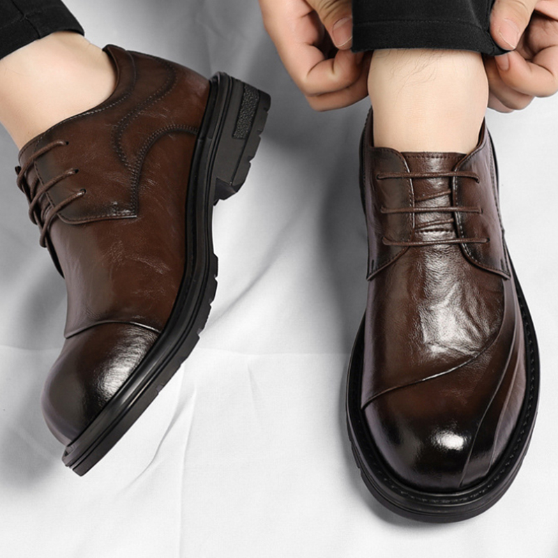 Brown Burnished Genuine Leathe - đánh giá và giá Men Formal Wear Brown