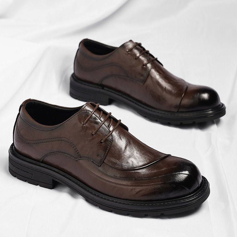 Brown Burnished Genuine Leathe - đánh giá và giá Men Formal Wear Brown