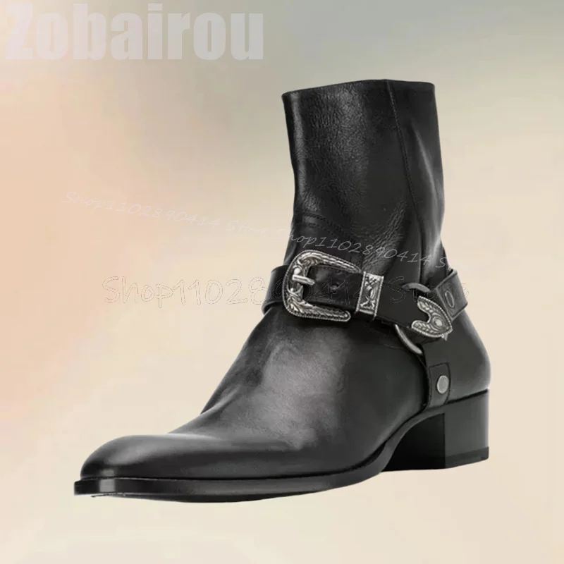 Black Buckle Decor Square Toe  - đánh giá và giá Men'S Luxury Formal Wear
