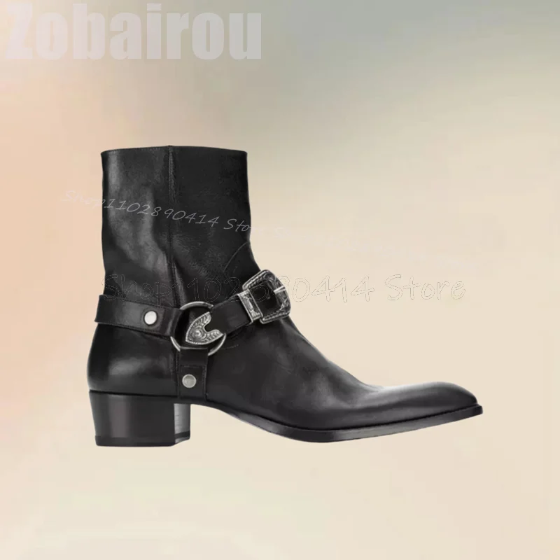 Black Buckle Decor Square Toe  - đánh giá và giá Men'S Luxury Formal Wear