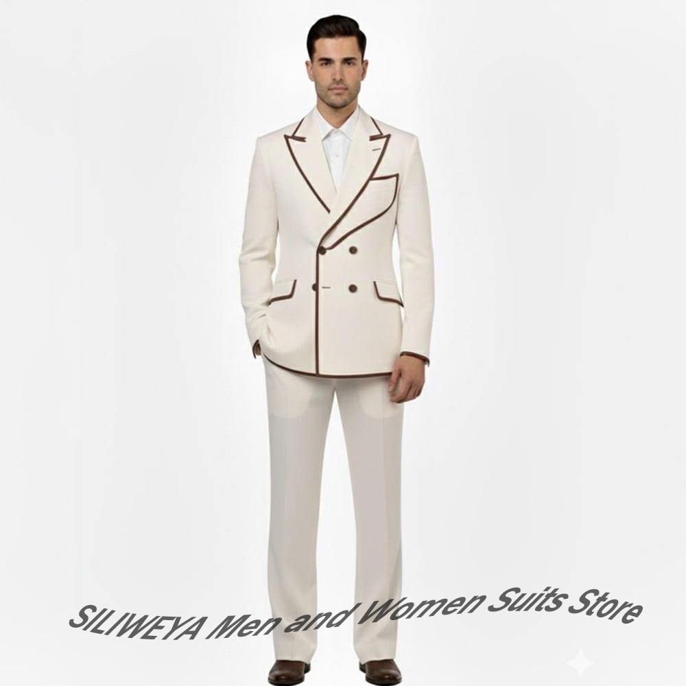 Stylish Men's Double-Breasted  - đánh giá và giá Men Formal Wear Brown
