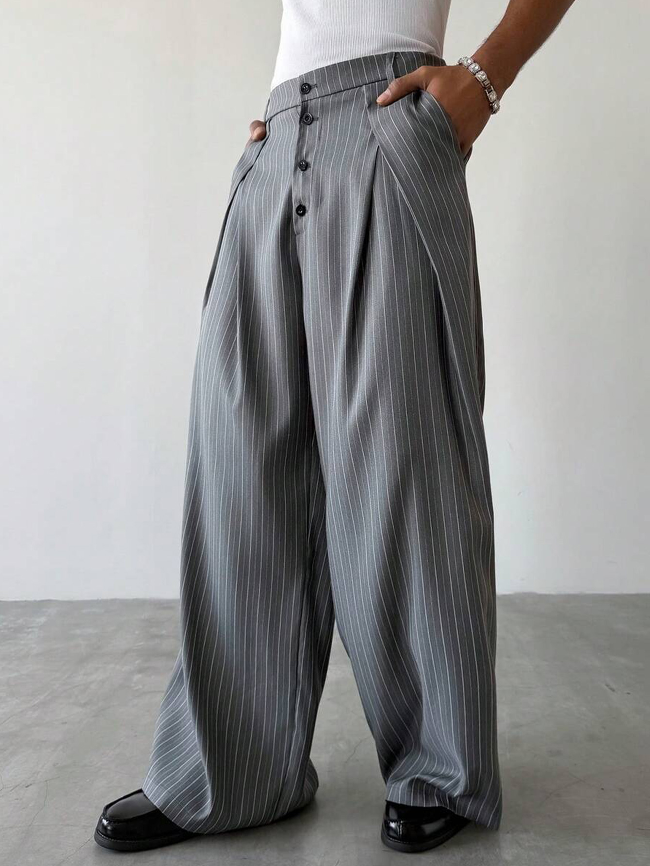 SS2026 Men Striped Woven Wide  - đánh giá và giá Men Formal Wear Outfits