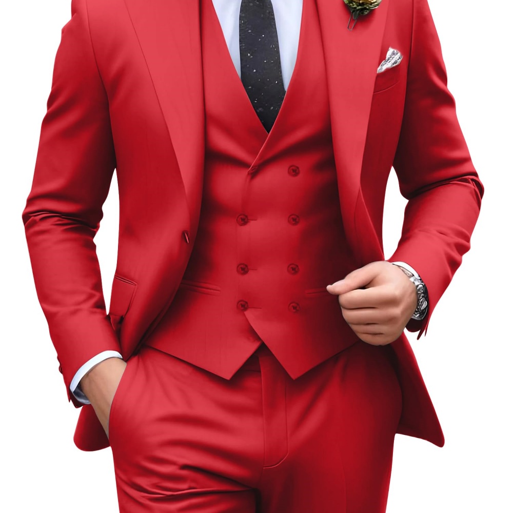 3 Pieces Solid Color Men Suits - đánh giá và giá Men Formal Wear Outfits