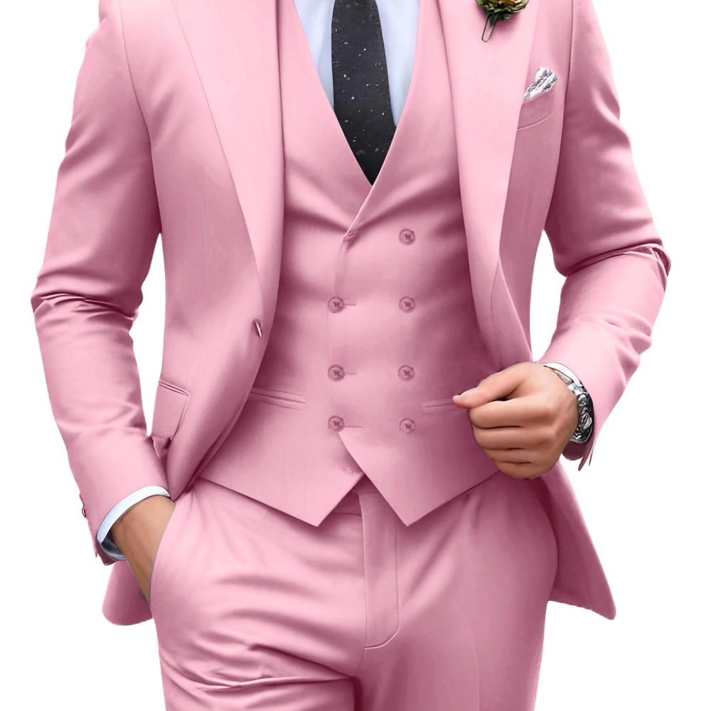 3 Pieces Solid Color Men Suits - đánh giá và giá Men Formal Wear Outfits