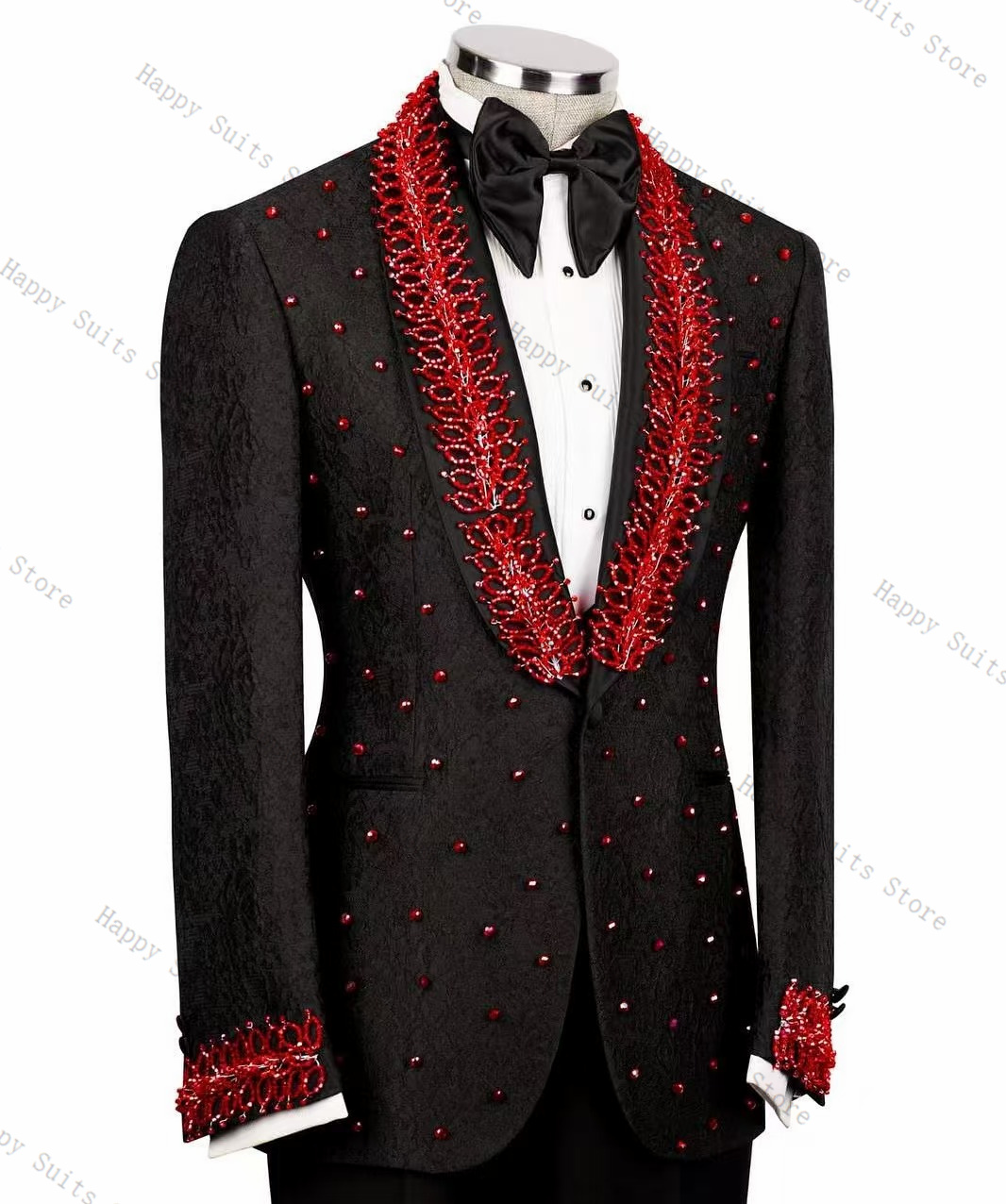 Red Crystals Men Suit Set 2 Pc - đánh giá và giá Men Formal Wear Red