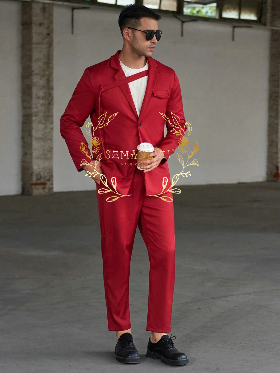 Fashionable Casual Men's Suits - đánh giá và giá Men Formal Wear Red