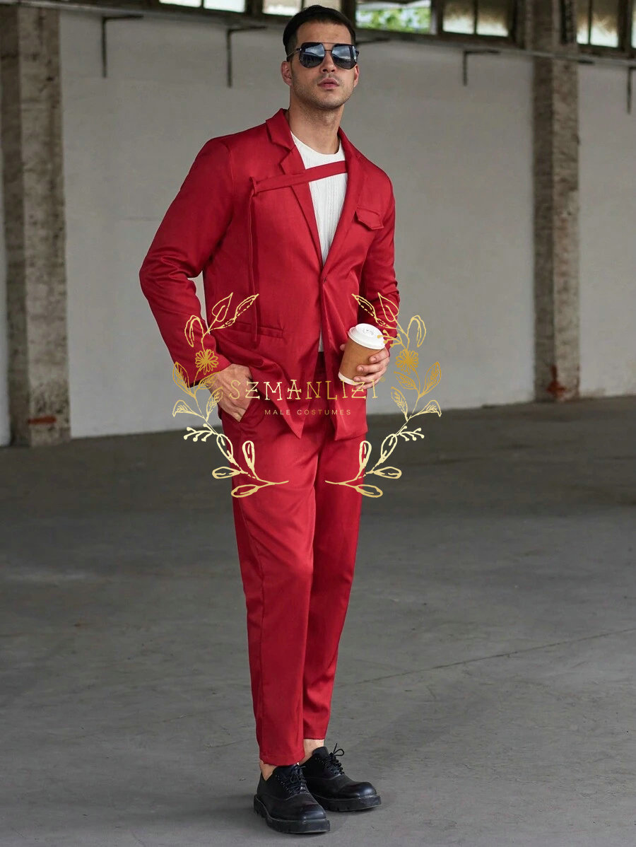 Fashionable Casual Men's Suits - đánh giá và giá Men Formal Wear Red